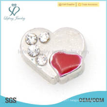 Pave heart charms,red heart shape jewelry